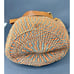 Free Ship Jute Bag Woven Sisal Orange Vintage '70s Leather Straps Tote Purse