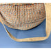Free Ship Jute Bag Woven Sisal Orange Vintage '70s Leather Straps Tote Purse