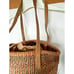 Free Ship Jute Bag Woven Sisal Orange Vintage '70s Leather Straps Tote Purse