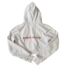 Gergana Ivanova - Booked & Busy Cropped Hoodie in White & Red