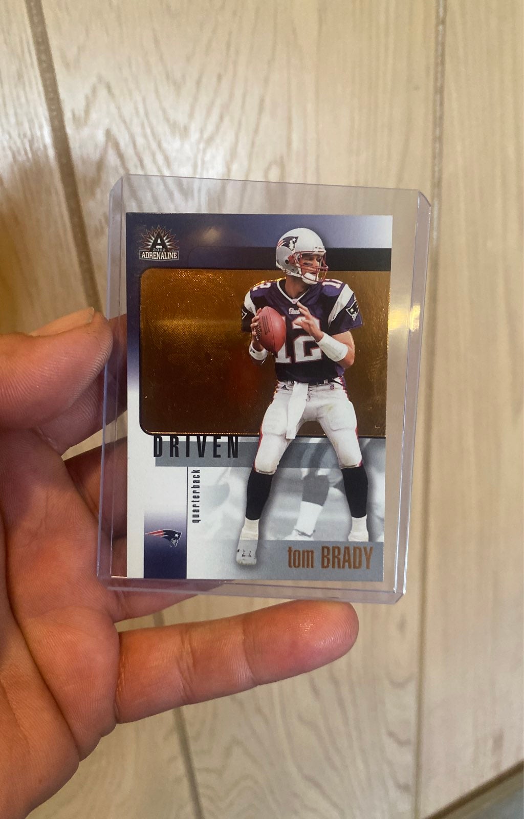 Tom Brady 2002 Pacific Adrenaline Gold Foil Driven Card
