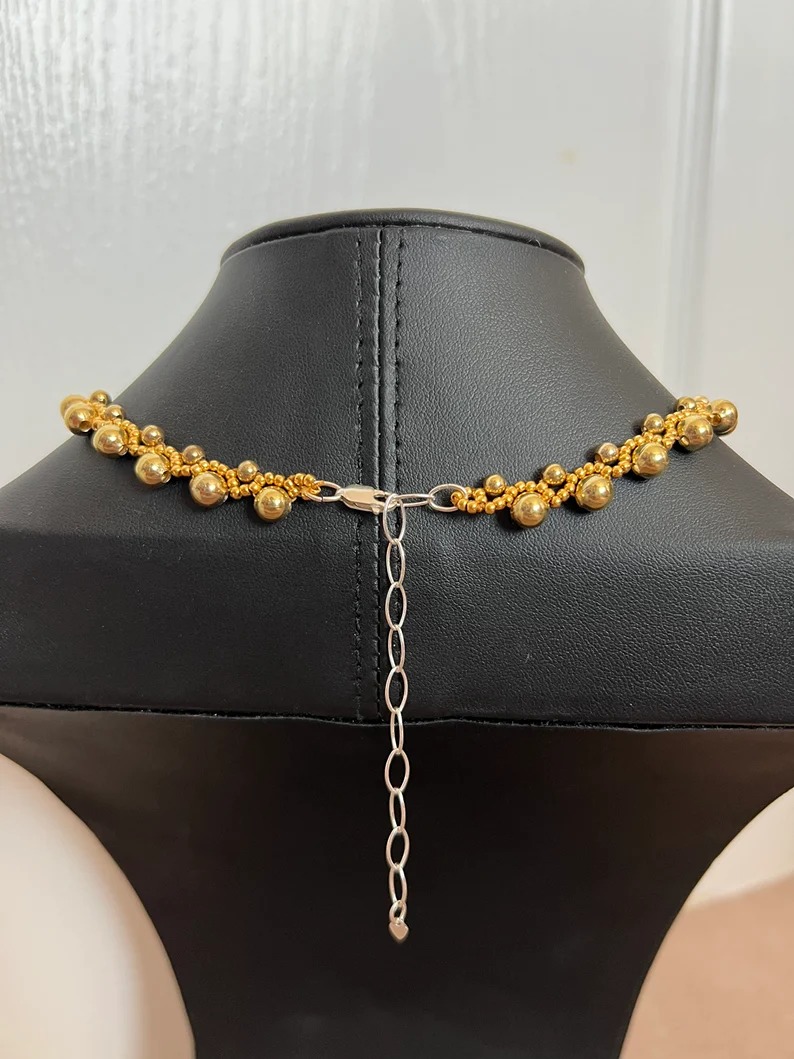 One Of A Kind Handmade Choker Necklace • Gold Toned • Wedding Jewelry • Unique C