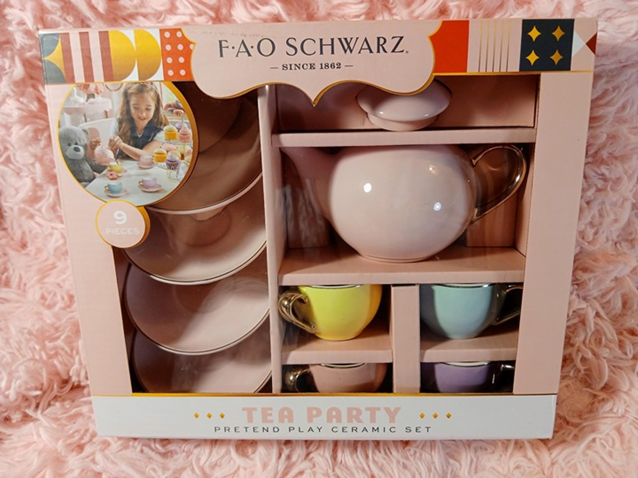 FAO Schwarz 9-piece ceramic tea party set, NEW
