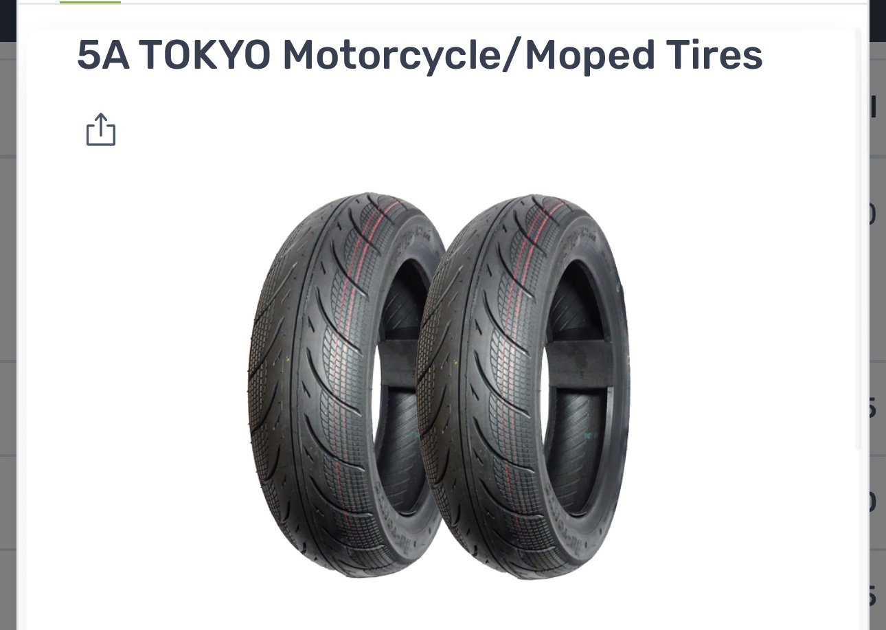 5A TOKYO Motorcycle/Moped Tires, 5A01 Scooter Tubeless Tires 120/70-12