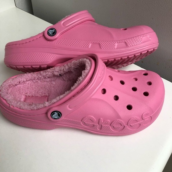 Pink crocks with fluffy inserts 11 Shoes