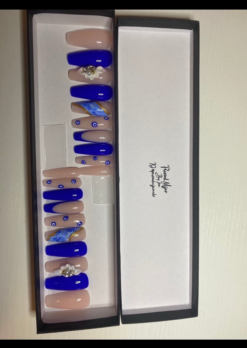 Custom for Trinity: Barbie Pink Evil Eye Nails