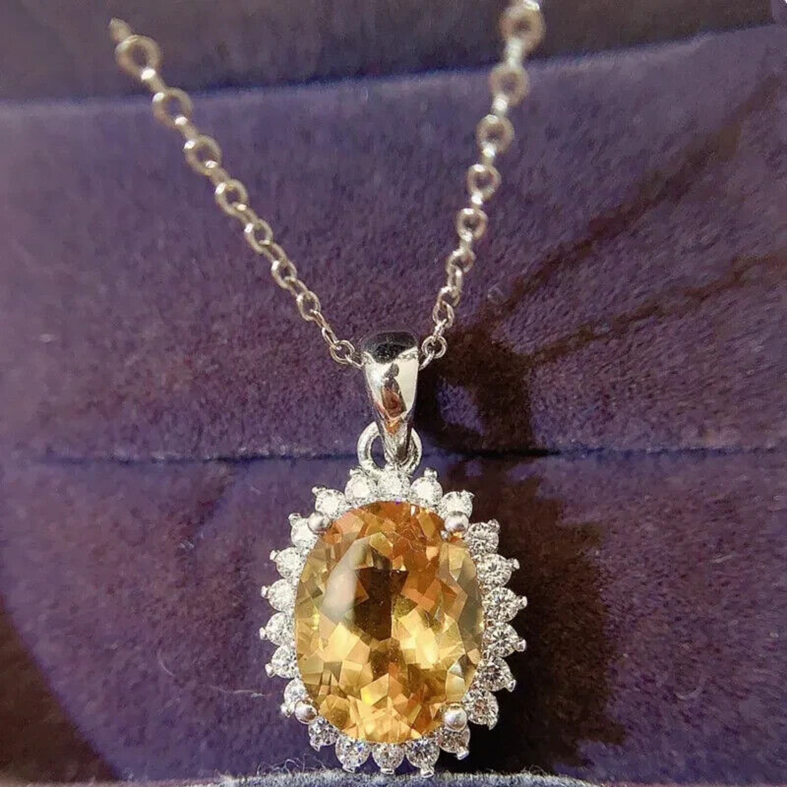 Natural Citrine Gemstone Pendant Necklace 8x10mm 2.4CT, Citrine Pendant