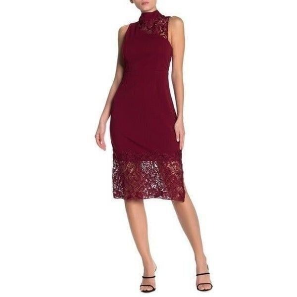 NEW! One One Sixe Lace Panel Sheath Dress size Small in Red