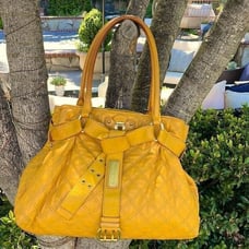 MARC JACOBS RARE mustard yellow calfskin quilted leather shoulder purse.