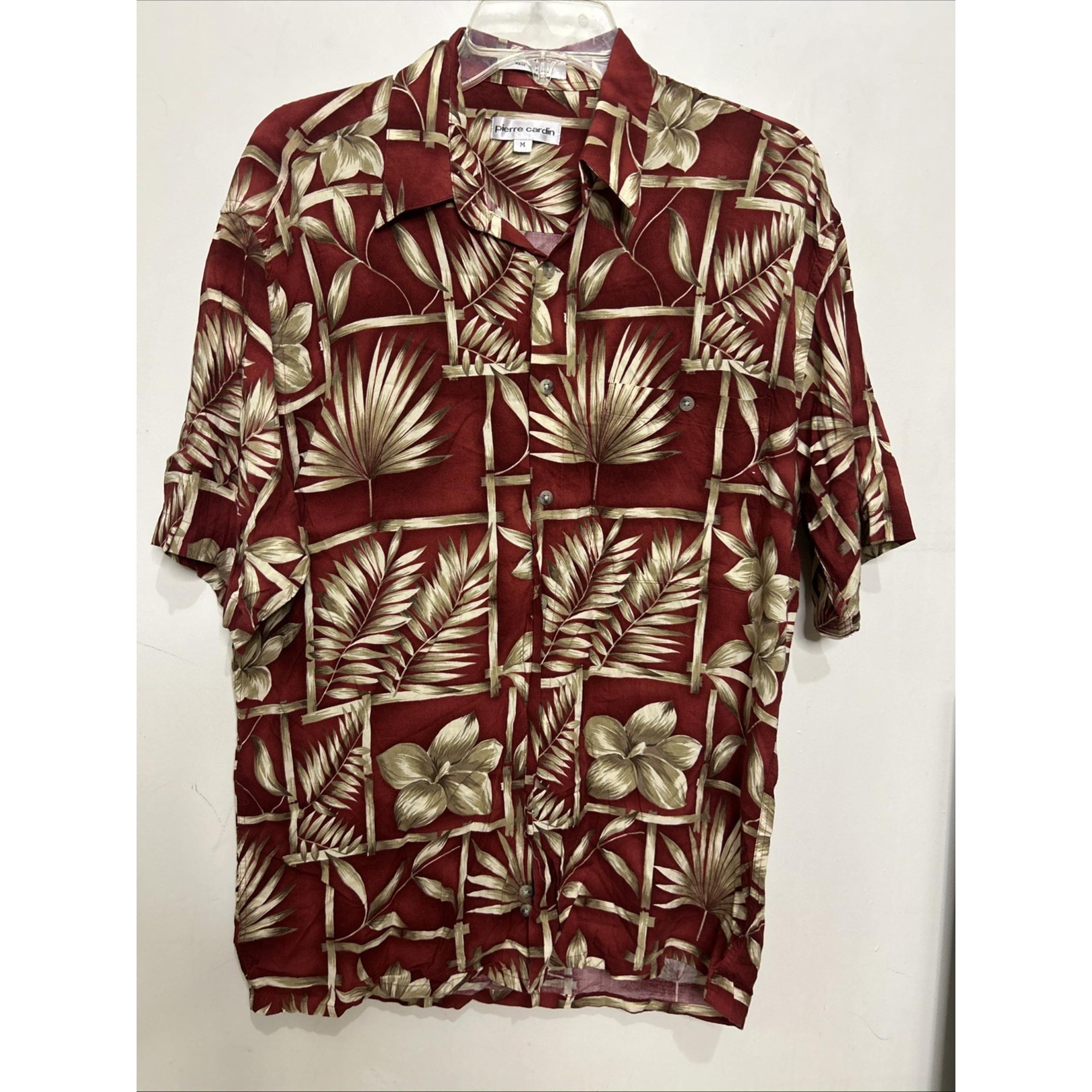 Pierre Cardin Hawaiian Tropical Short Sleeve Shirt Size Medium Men's
