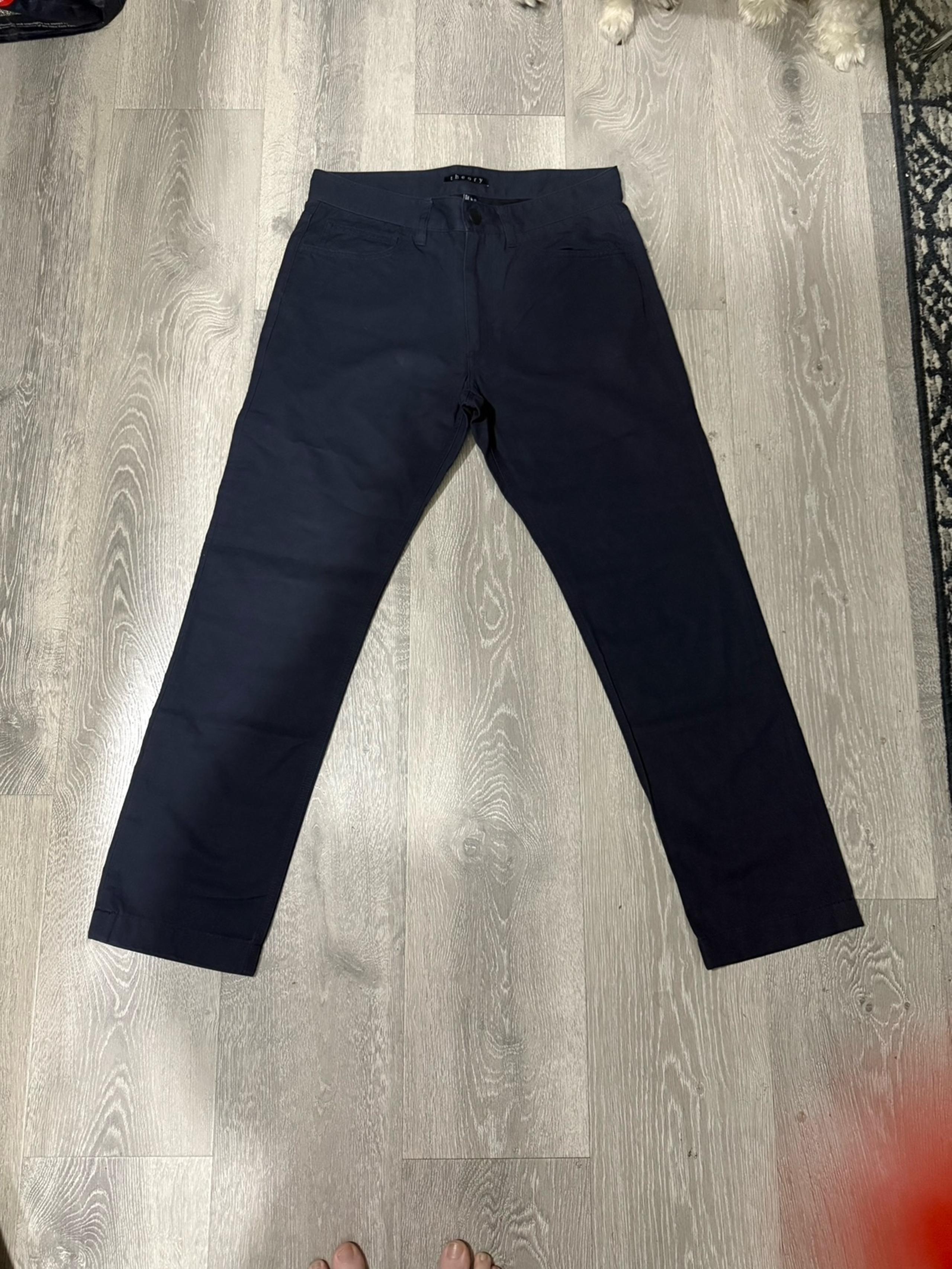 Theory Men Cotton Stretch  Navy Straight Leg Pants