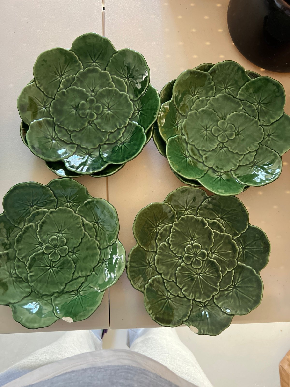 6 Faincas Belo majolico geranium plates - made in Portugal