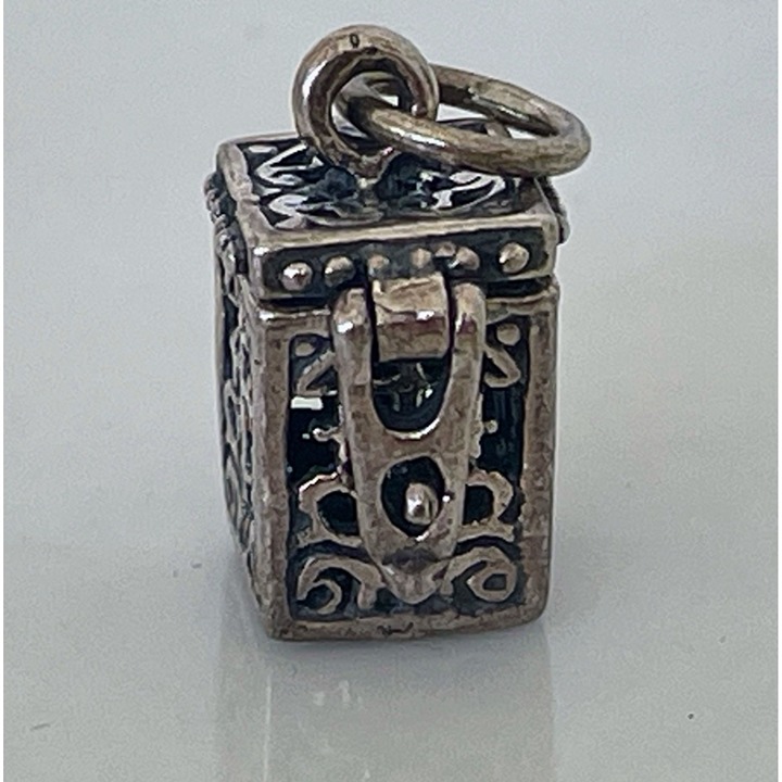 Vintage Sterling Silver Prayer Box Charm Pendant Cross Christian