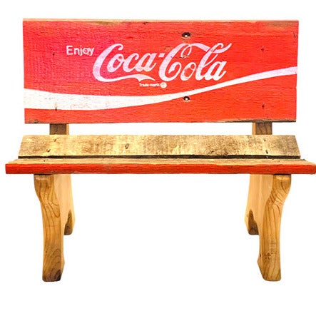 Coca Cola Toy Doll Bench Hand Crafted from Wooden Coke Crate 12 W x 10.5 H Vtg