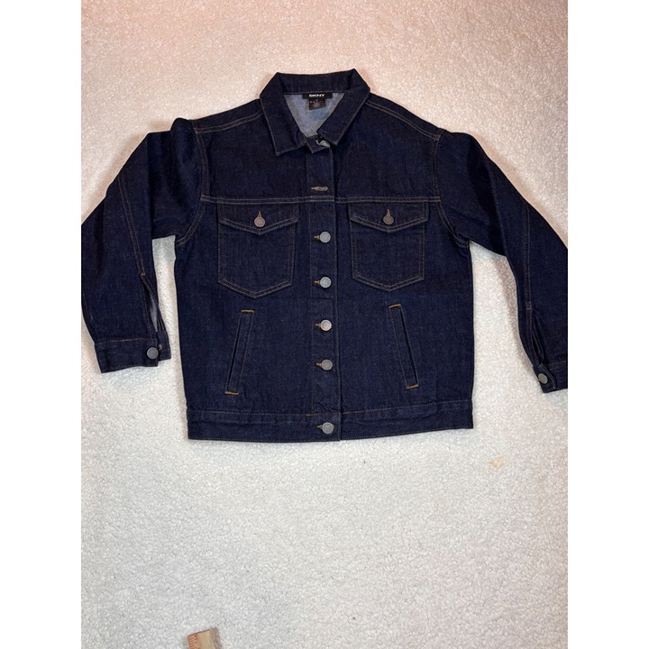DKNY denim blue Jean jacket women’s Xsvintagecut biker grunge classic punk rock