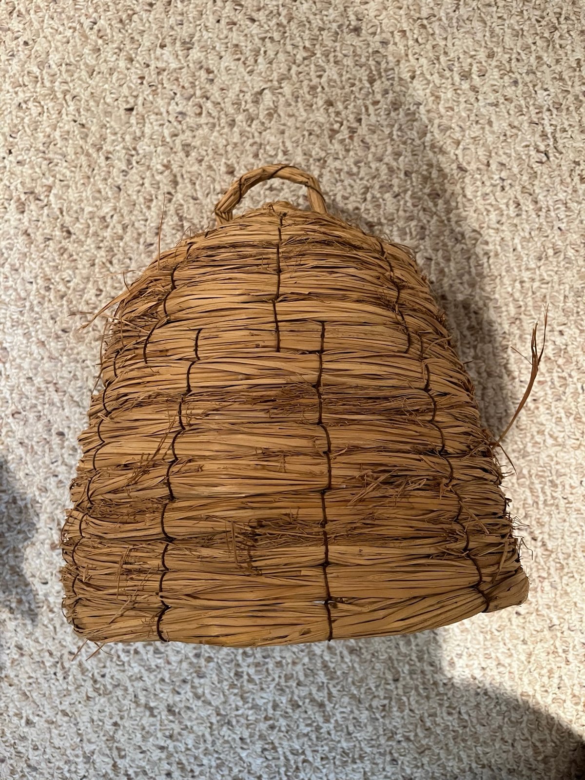 Primitive coiled straw bee skep 12” dia x 14”H