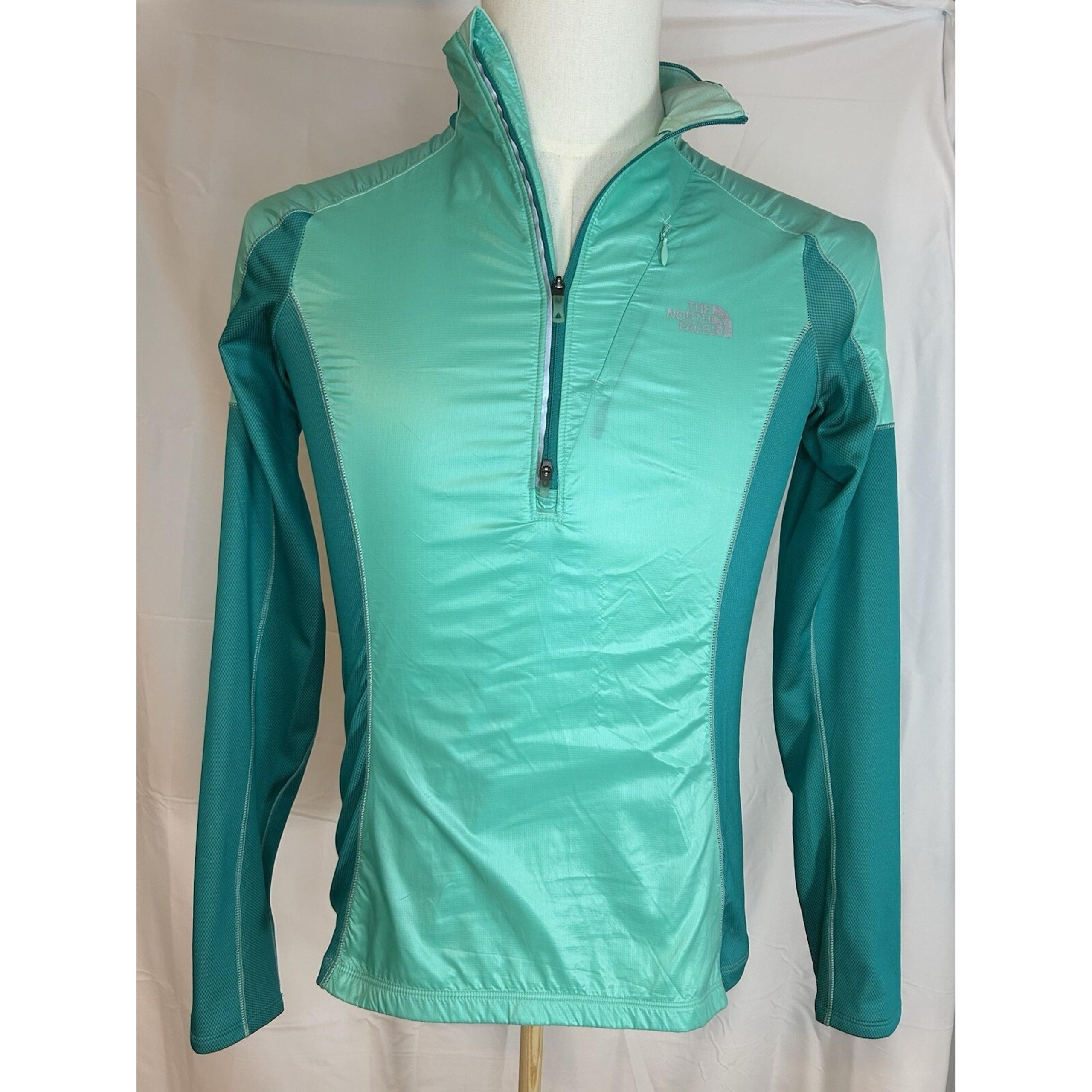 The North Face Flashdry Womens Small Mint Long Sleeve Running Shirt Zip Pocket
