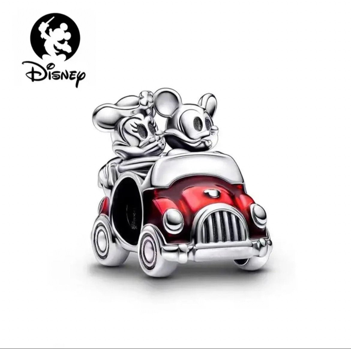 S925 Sterling Silver Mickey and Minnie Car Charm