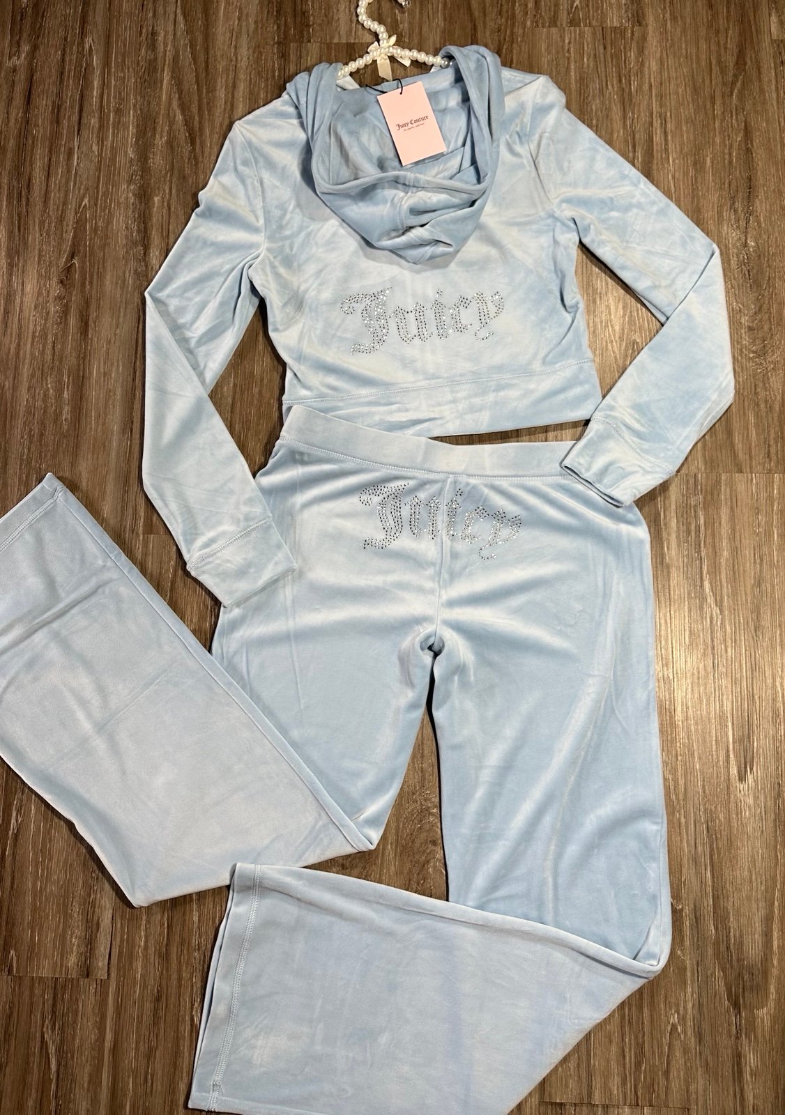 JUICY COUTURE Velour (2) Pc Hooded Tracksuit Sz Small NWT Retail 199.00 Frosted