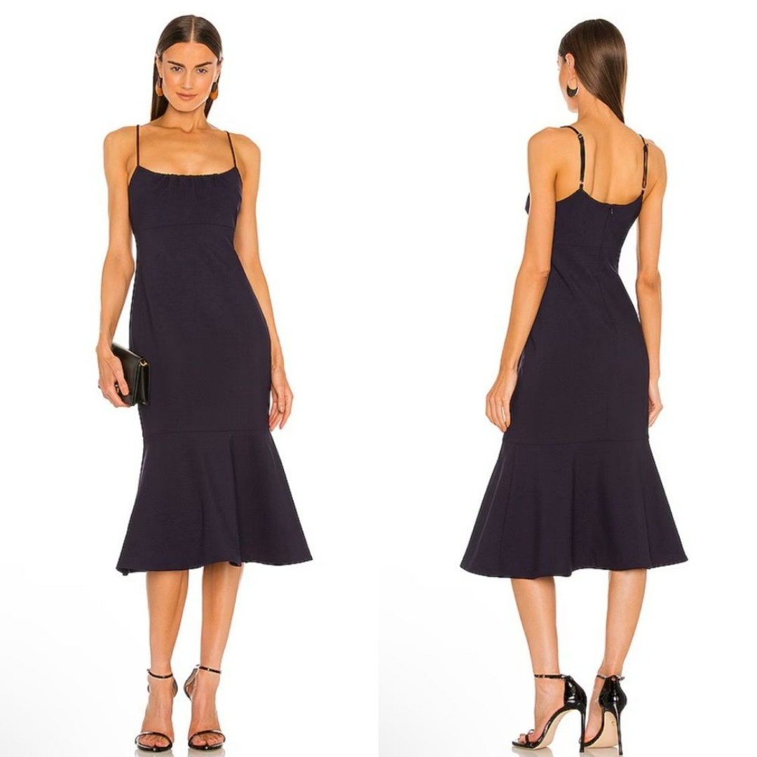 NEW NWT LIKELY Prina Midi Dress Trumpet Hem In Black SIZE 2 MSRP 228