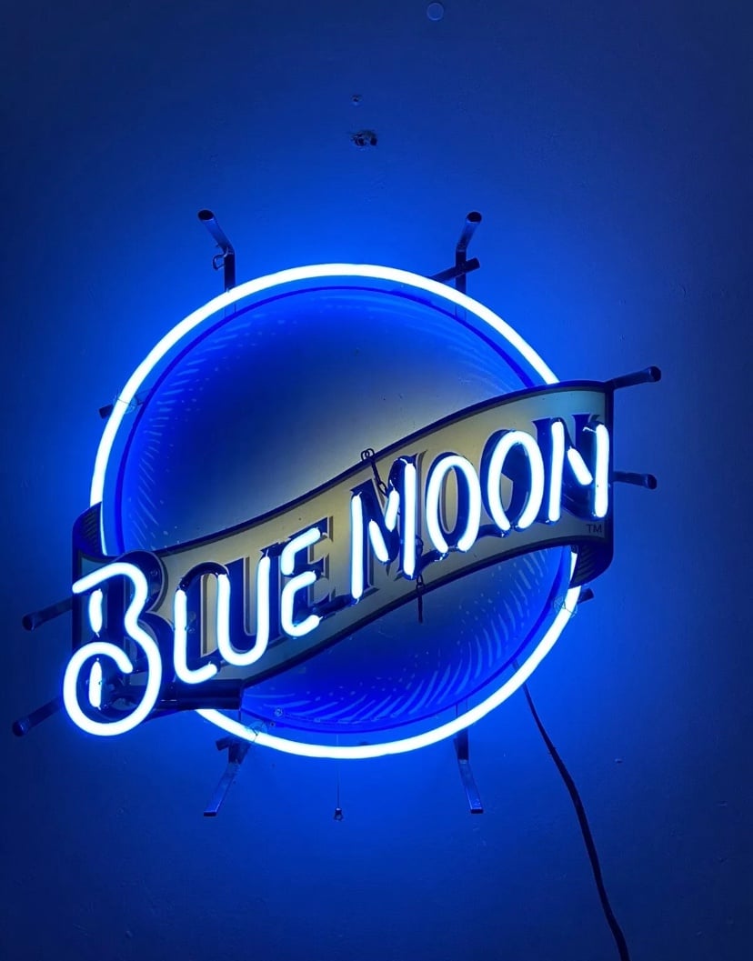 blue moon neon beer sign