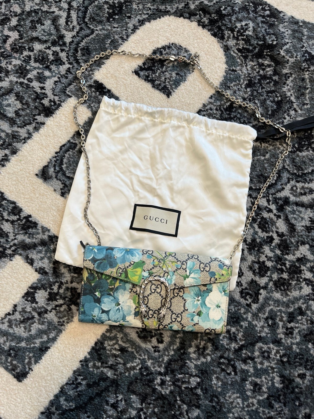 GUCCI DIONYSUS GG BLOOMS WALLET WITH CHAIN