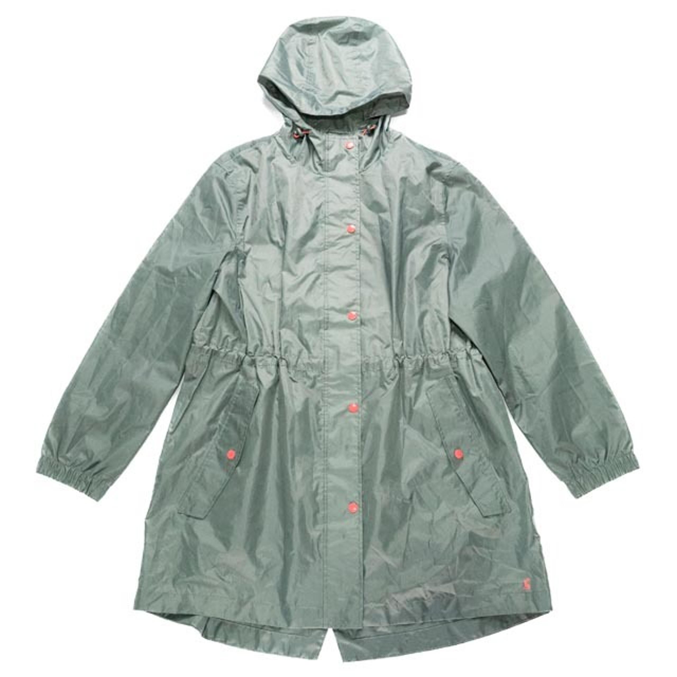 Joules Right as Rain Women's 14 Rain Coat Go Lightly Plain Laurel Green Hooded