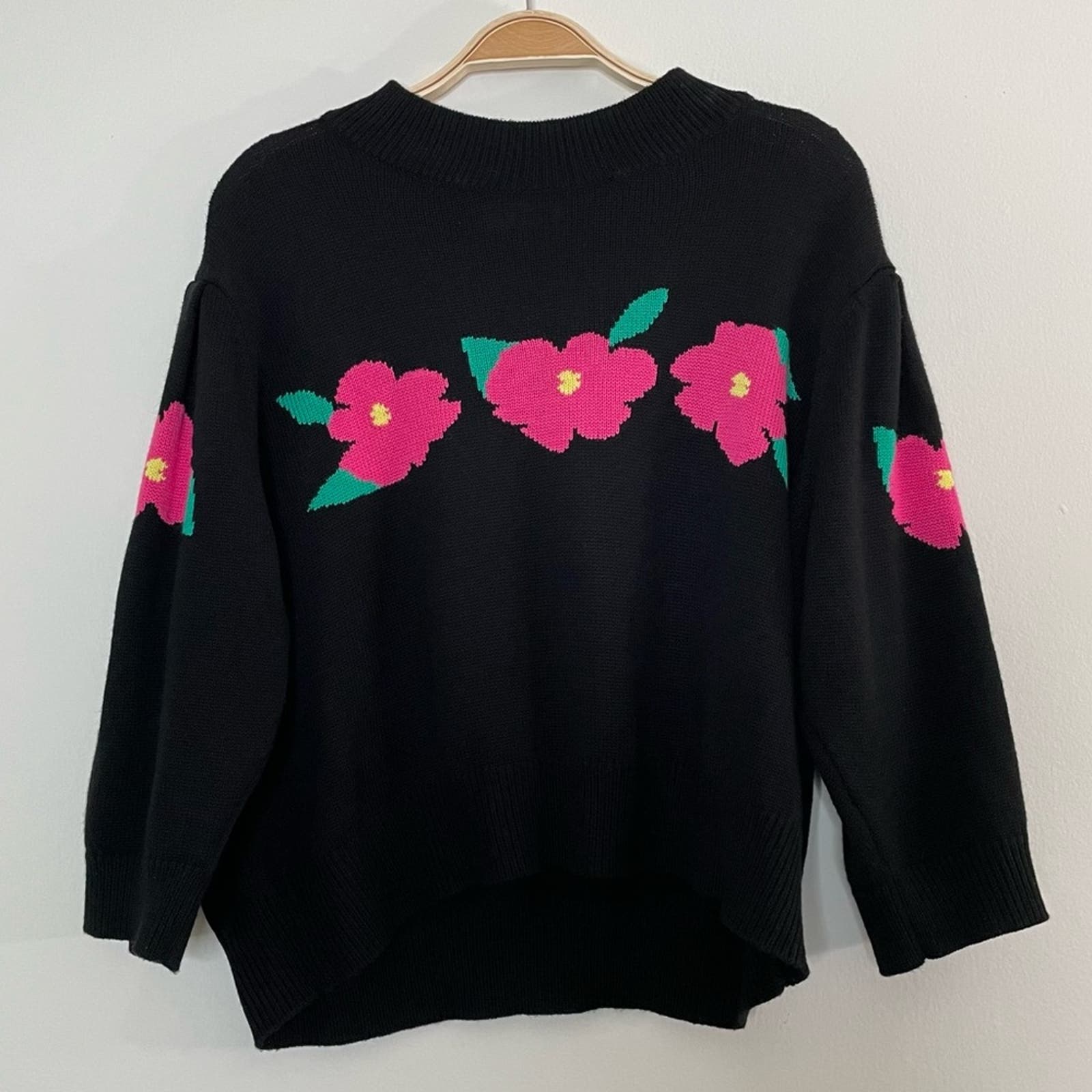 RIXO Nell Jumper Sweater Flower Wool Blend Size Large