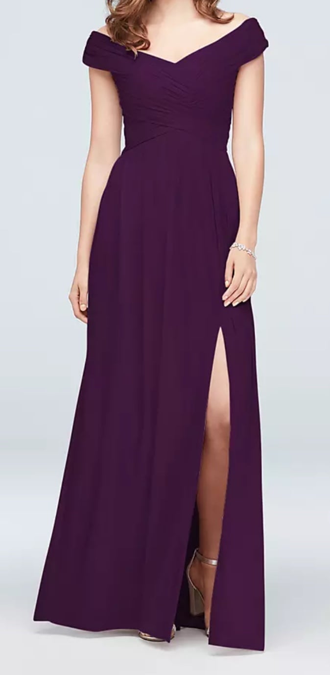 Crisscross Off Shoulder Plum Gown/Dress Size 18 Tall