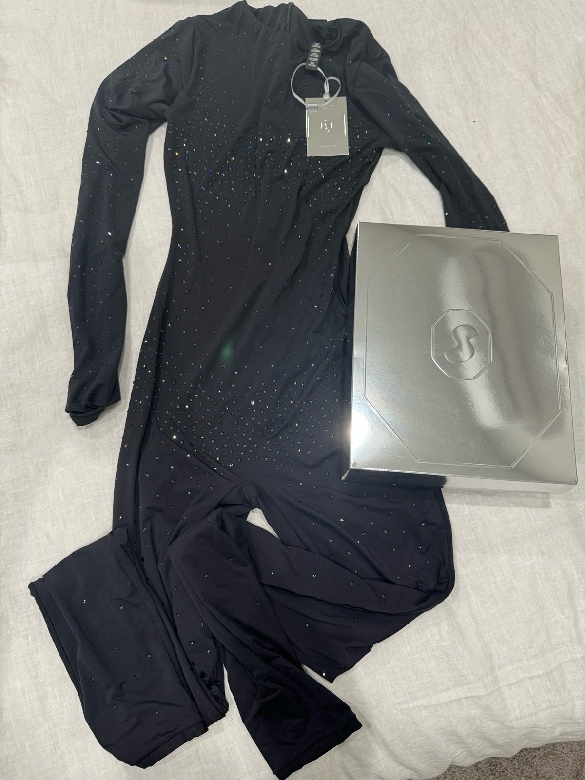 SWAROVSKI X SKIMS JELLY SHEER LONG SLEEVE CATSUIT