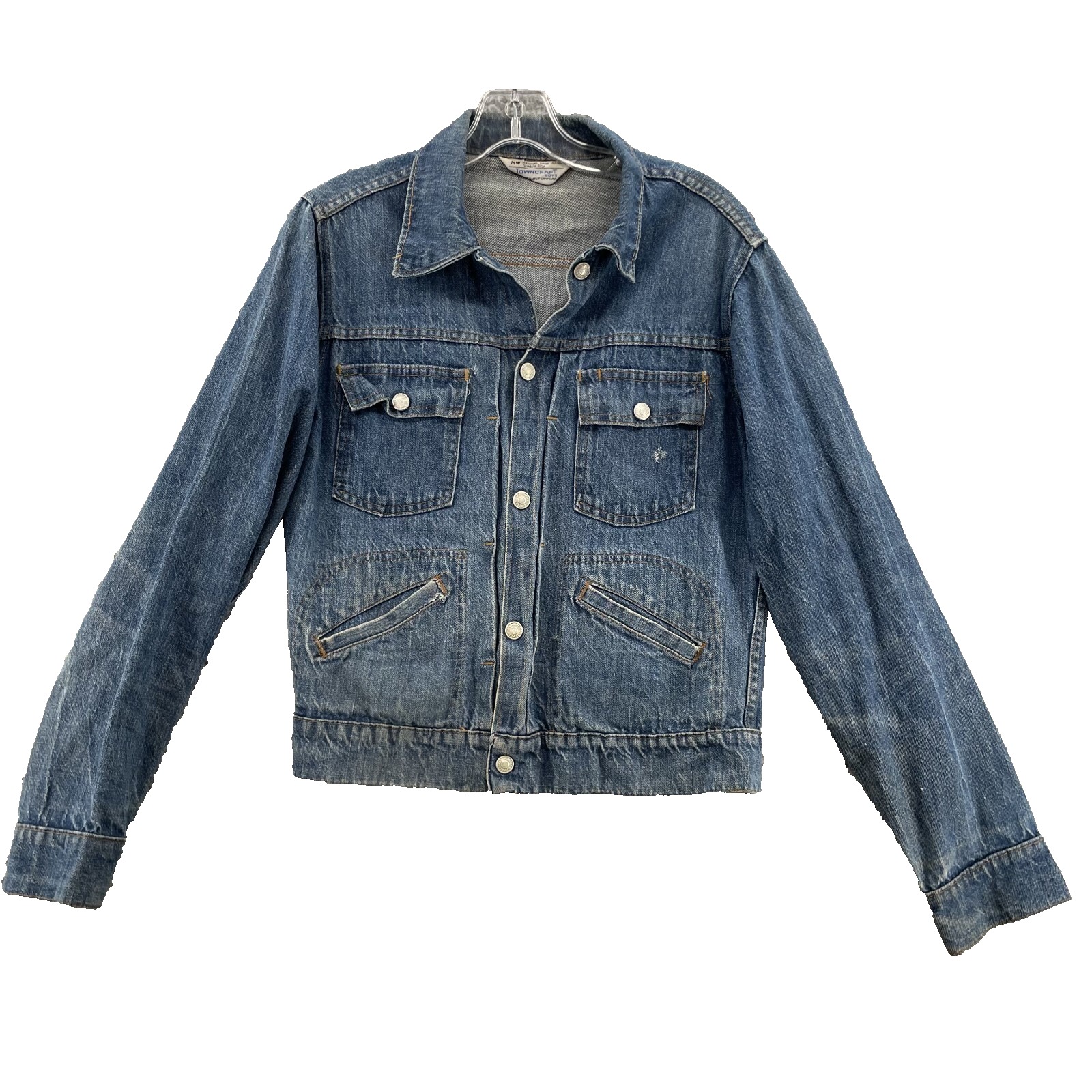 Vintage Towncraft Boys Jean Jacket Medium Whisker Denim Western Streetwear 70's