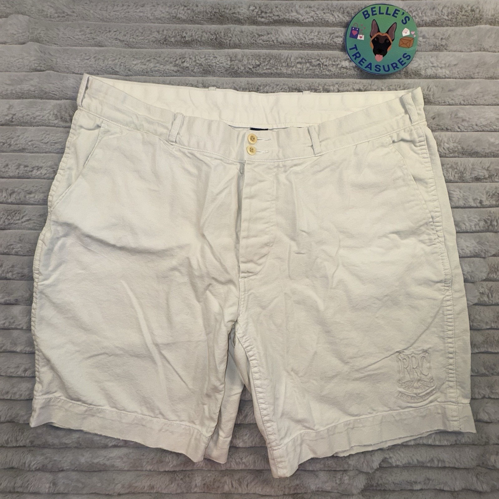 Polo Ralph Lauren Shorts Mens 38 Beige Chino Polo Rowing Club Button Fly 90s
