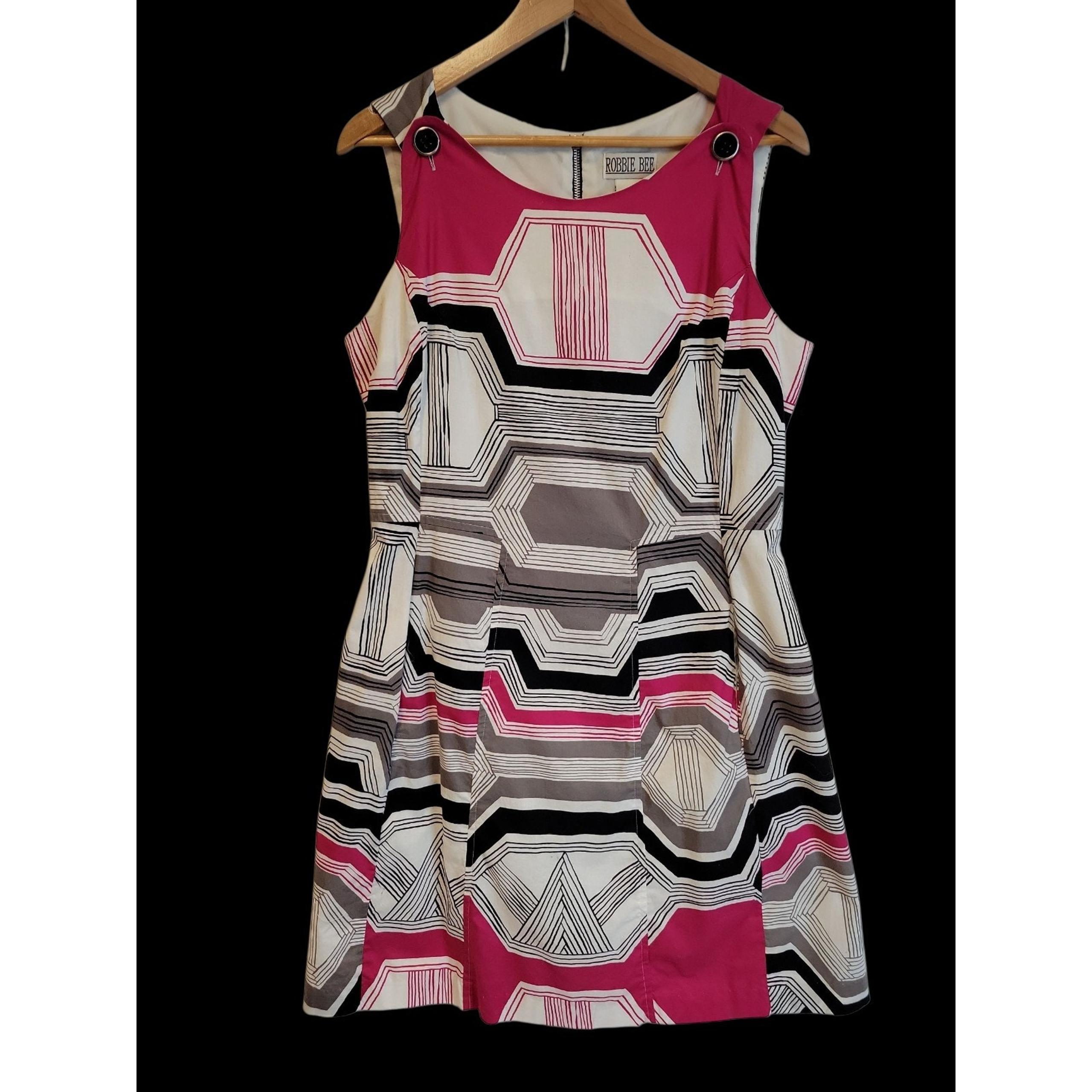 Vintage Robbie Bee Jumper Dress Geometric Pockets Maximalist Industrial Size 12