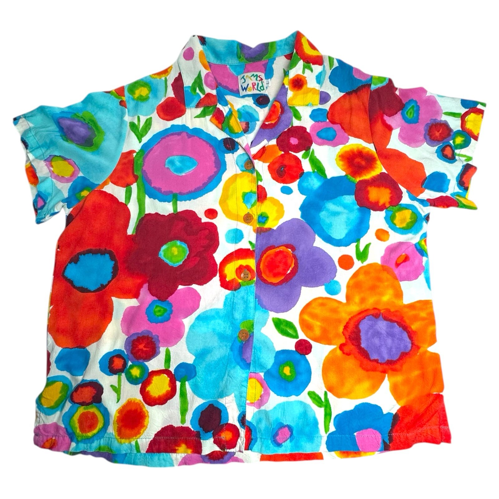 JAMS WORLD Hawaiian Shirt Size Large Lollipop Print 100% Rayon Rare