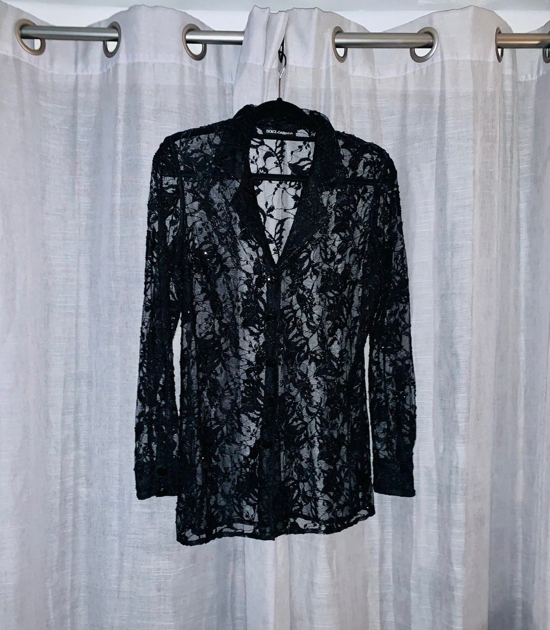 Dolce & Gabbana Black Lace Collar Blouse