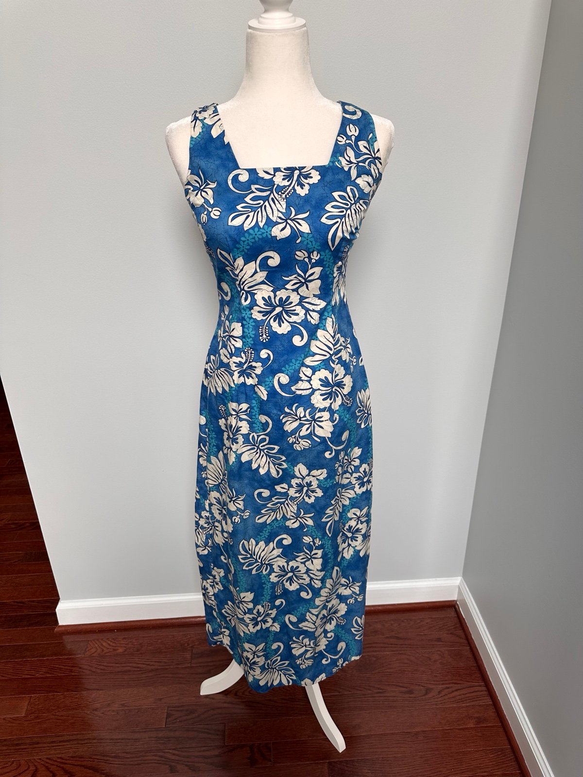 Y2K Royal Creations Made In Hawaii Floral Blue White Vacation Summer Dress Small