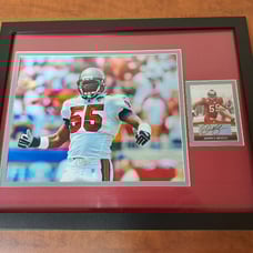 Derrick Brooks Authentic Auto Card with 8 x 10 Photo and Double Matted w/ Frame