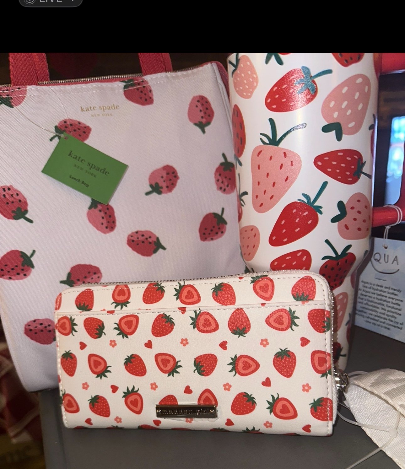 Kate spade lunch bag with Madden girl wallet and tumbler cup