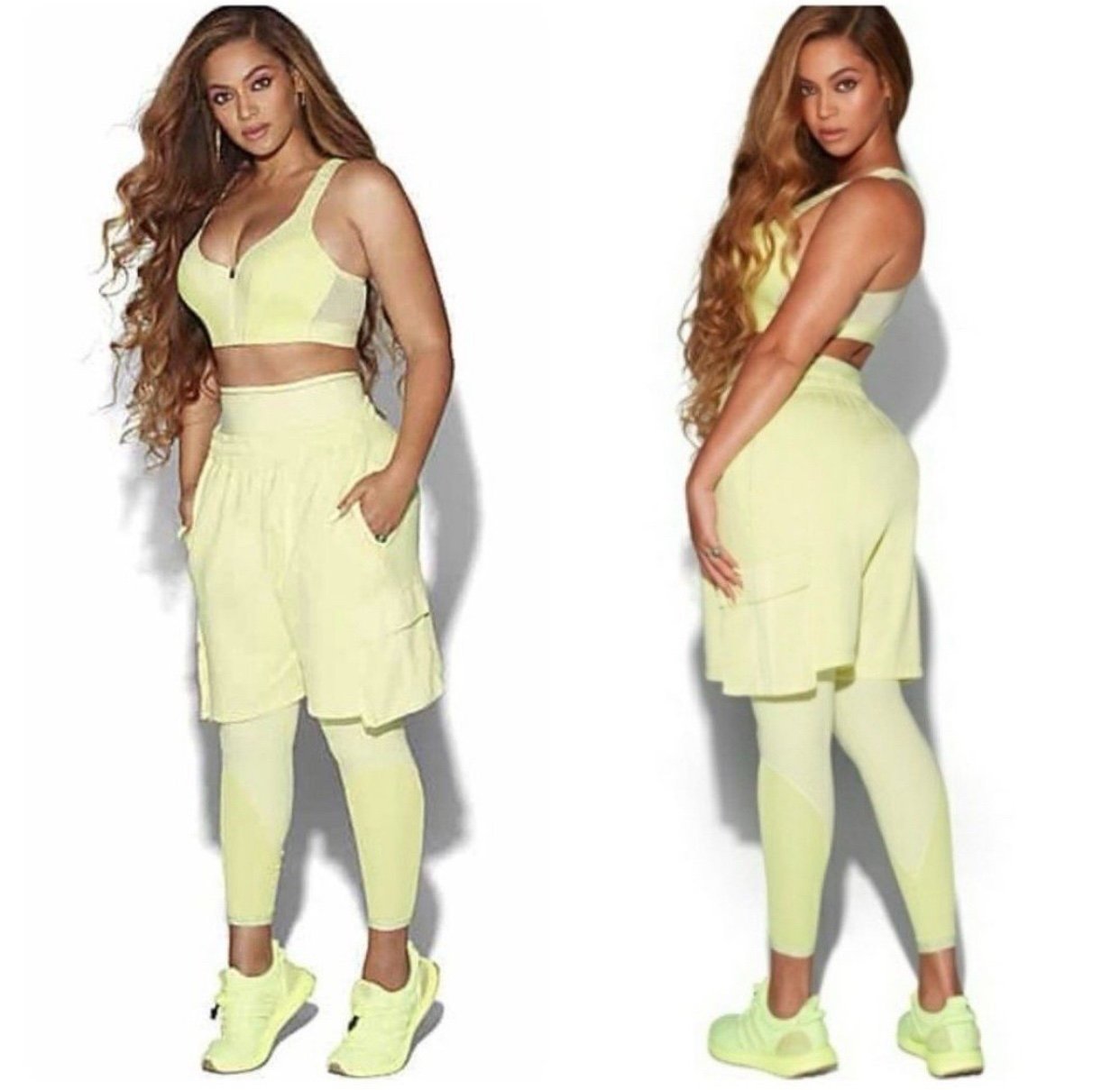IVY Park x Adidas Originals 4All Cargo Shorts Yellow Tint Sz XXS NWT