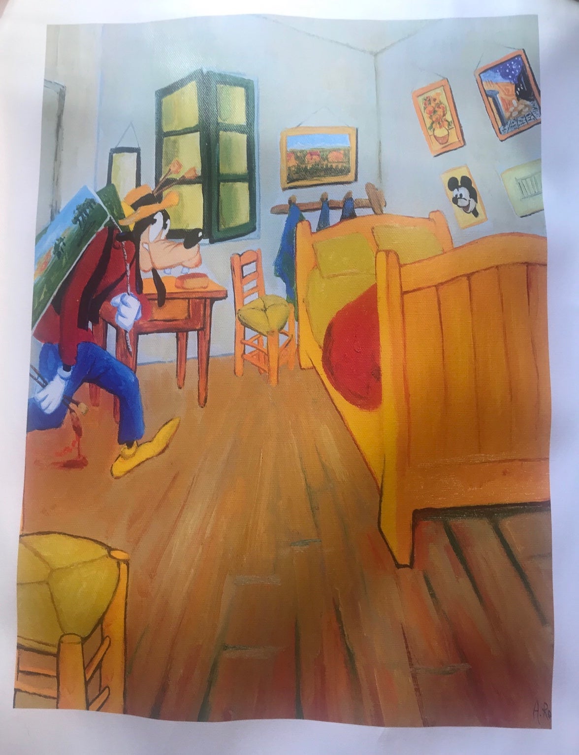 Disney art print on canvas Goofy in Van Gogh Room limited edition