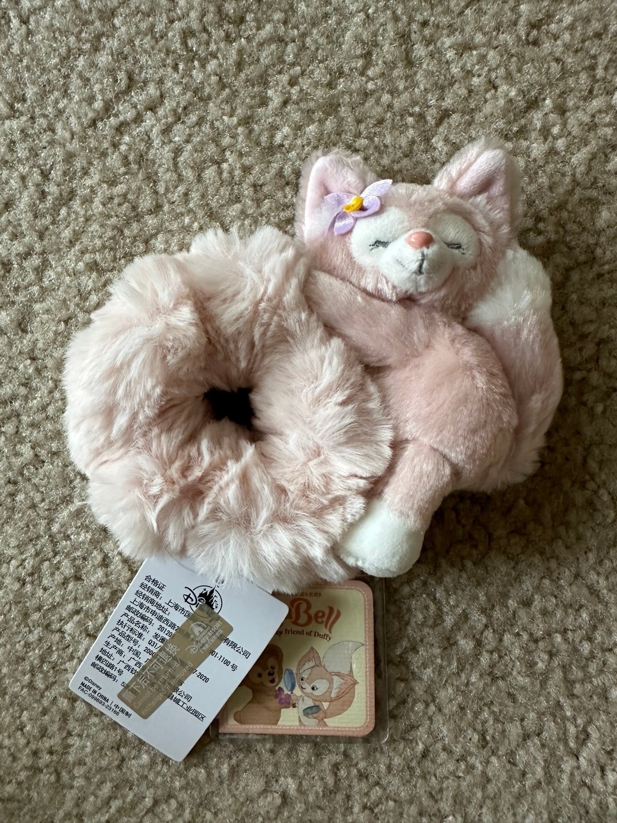 Authentic Disney park shanghai disneyland Linabell fox Pink Cute Plush hair tie