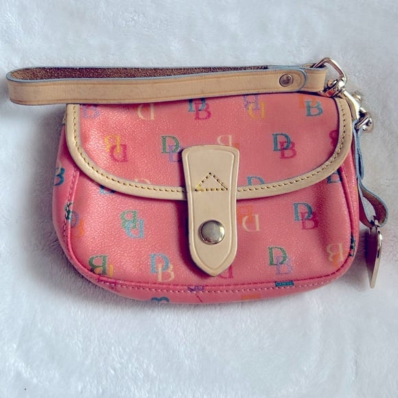 Dooney & Bourke vintage rainbow clutch wristlet in light pink