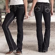 ARIAT Womens R.E.A.L Black Western Mid Rise Eclipse Bootcut Long Riding Jeans
