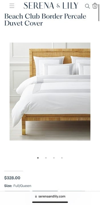 Serena & Lily Beach Club Border Percale Full/Queen Duvet Cover (Fog)