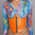 POSTER GRL Out Of Element Embossed Croc Faux Leather Underbust Corset Orange XXL