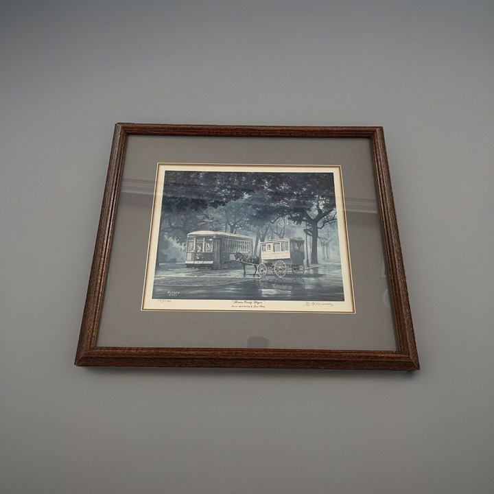 James Hussey 1987 Print New Orleans Roman Candy Wagon Framed Signed Numbered