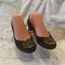 Tory Burch Amy Kid Suede Brown Low Chunky Block Heel Pumps Shoes Size 7.5 EUC