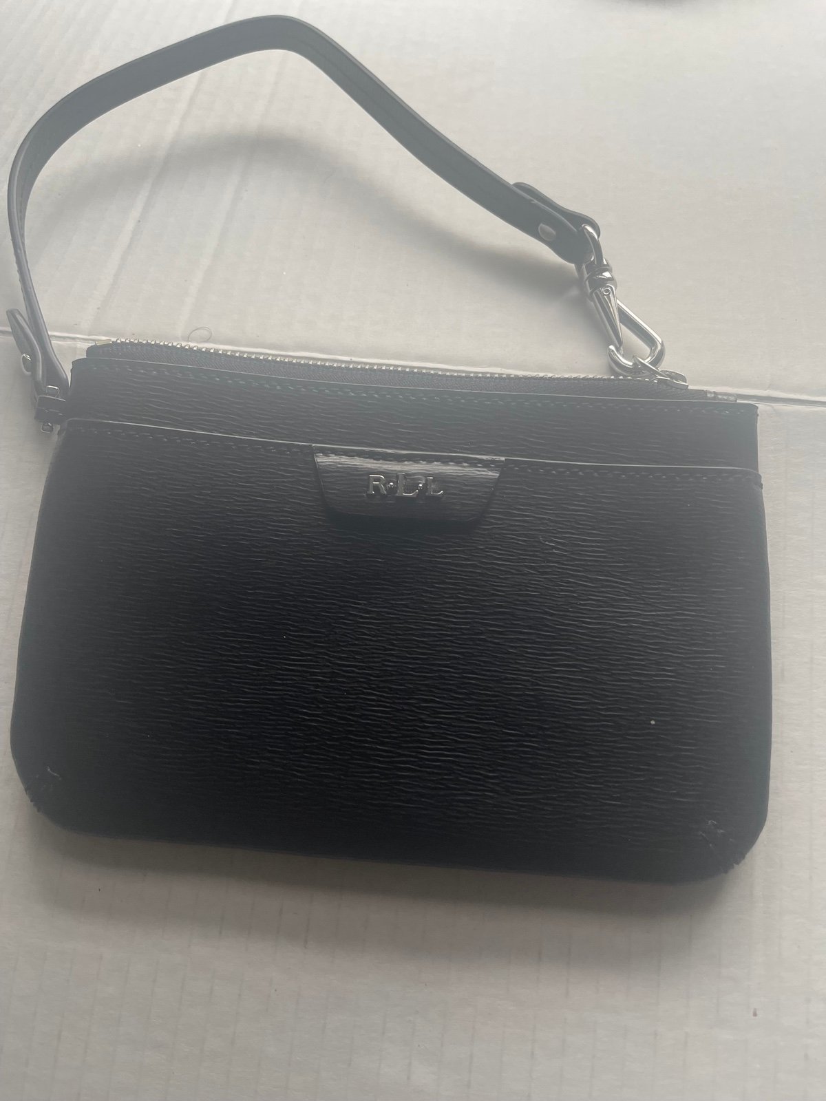 Lauren Ralph Lauren black leather wristlet