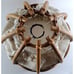 Vintage Wicker Lamp Light Shade Brown Speckled Fabric Medallions 1980s Retro