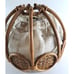 Vintage Wicker Lamp Light Shade Brown Speckled Fabric Medallions 1980s Retro